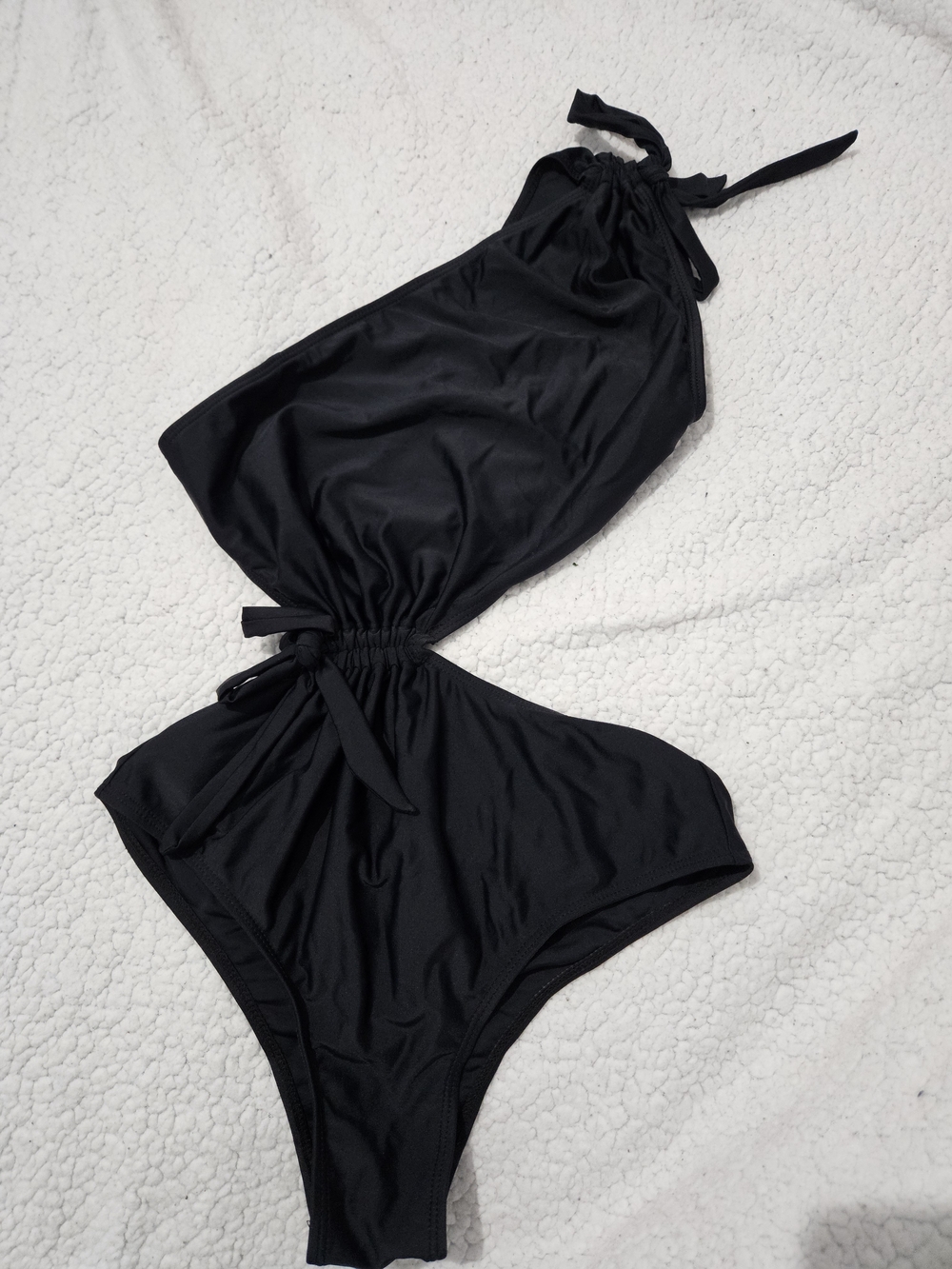Black One-Piece Swim Suit with Tie Details